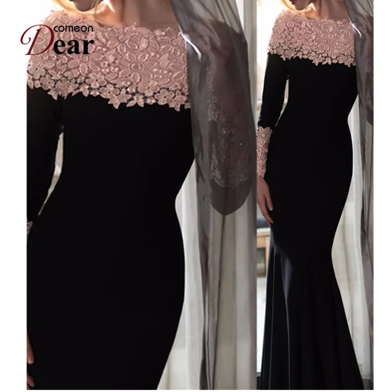 Женское длинное платье-макси Comeondear вечернее с вырезом Лодочка кружевное платье