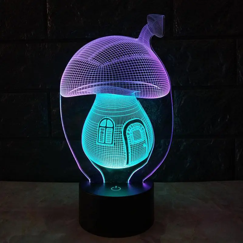 СВЕТОДИОДНЫЙ ночник в виде грибов 3d лампа с изменением цветов рождественские