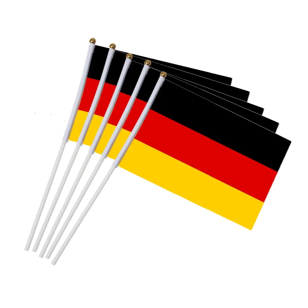 

14x21cm 5pcs German flag hand waving flags with Plastic Flagpoles NN015
