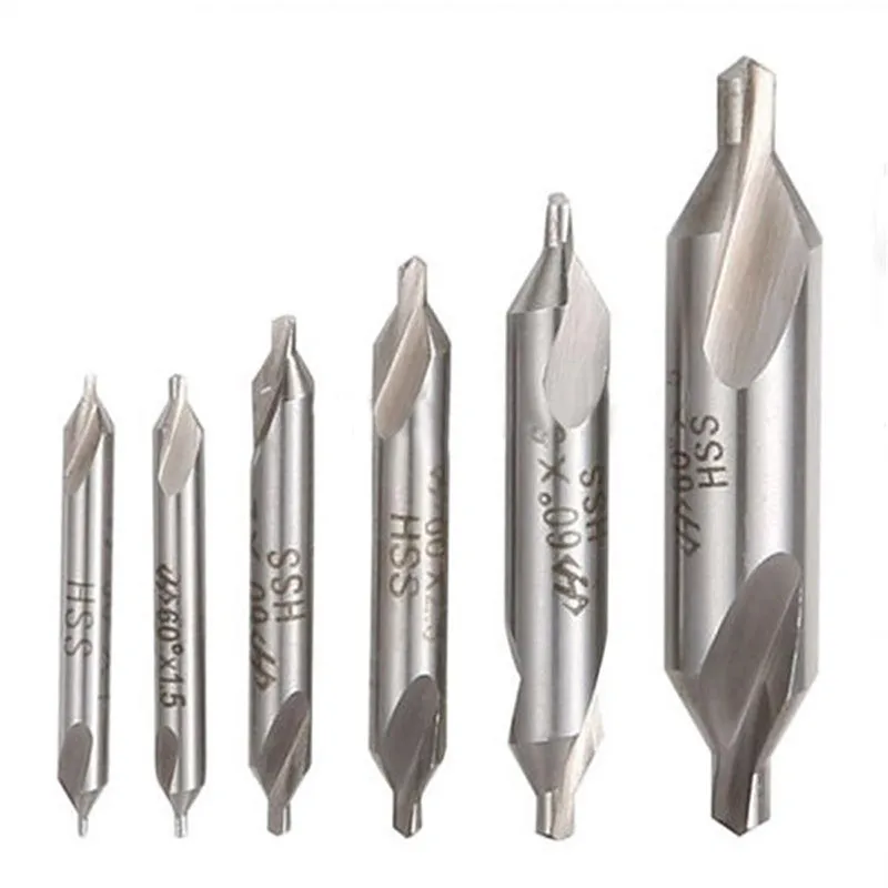 Центр сверла Зенковка пилот Бит Набор токарный станок Mill6pcs 1/1,5/2/2,5/3/5 60 градусов Угловые биты Металл Пресс Мельница оснастка