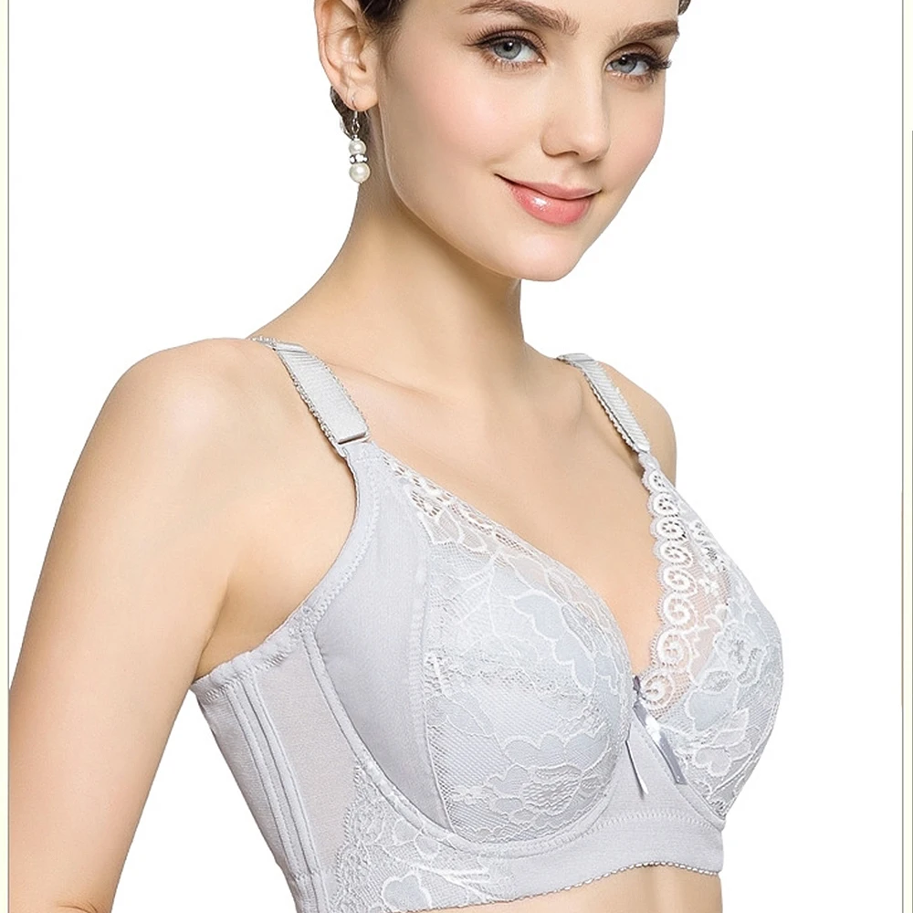 Embroiedery бюстгальтер Большие размеры C D E 36 38 40 42 44 серые пикантные красивые bralette