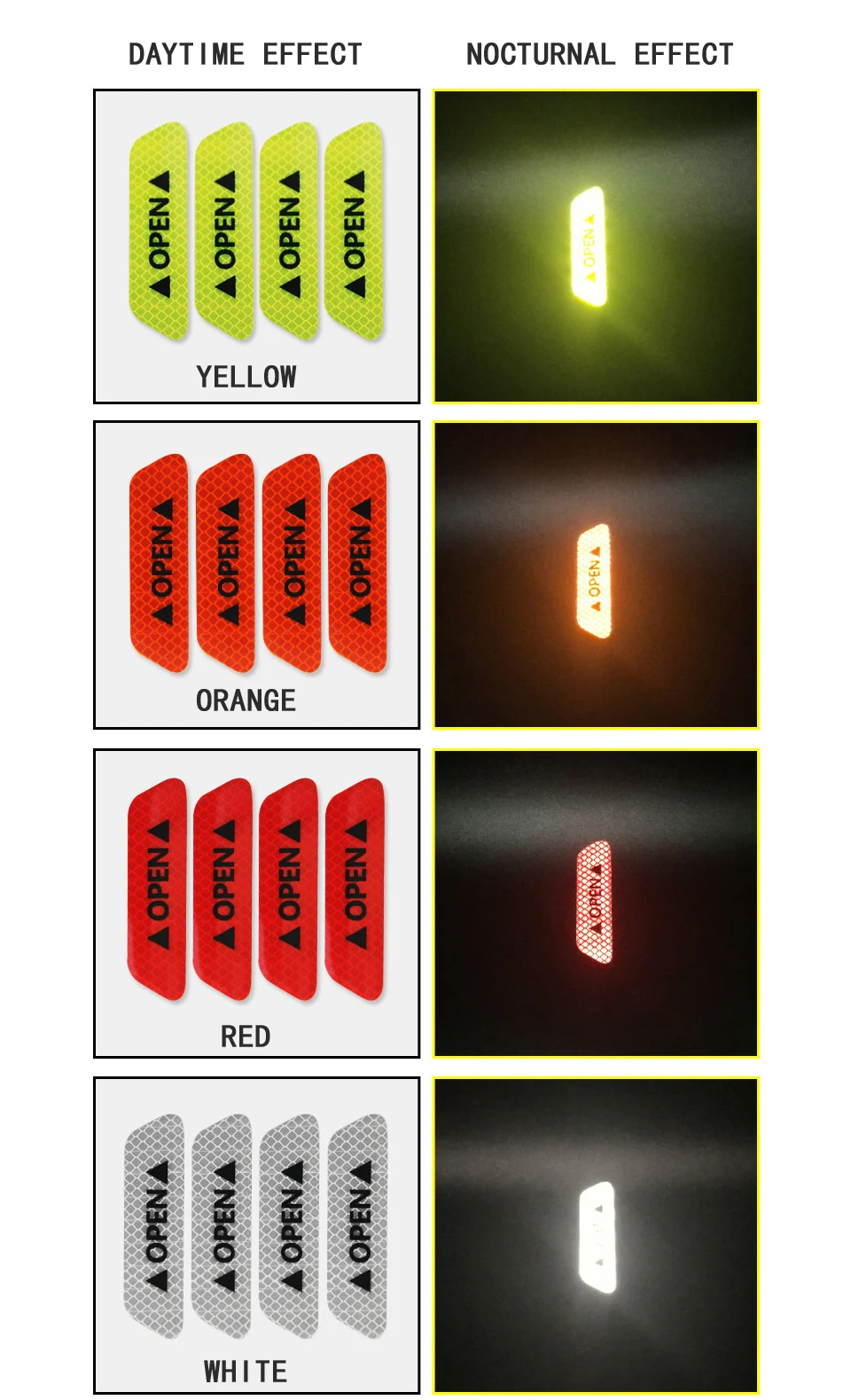 Car Sticker Stickers Car Reflective Sticker OPEN Reflective Tape Warning Mark Open Notice Accessories Car-styling Safety Mark