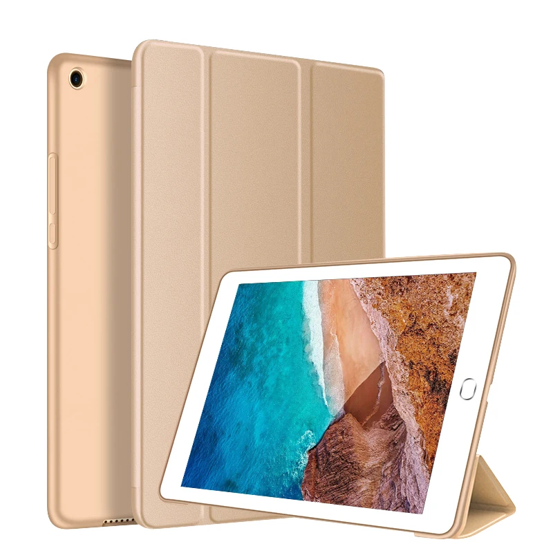 Золотой Для Xiaomi Mi Pad 4 Plus Чехол Мягкий ТПУ+ ПУ кожа трехслойный бизнес защитный чехол для Xiaomi Mi Pad 4 Plus 10,1 дюймов - Цвет: Золотой