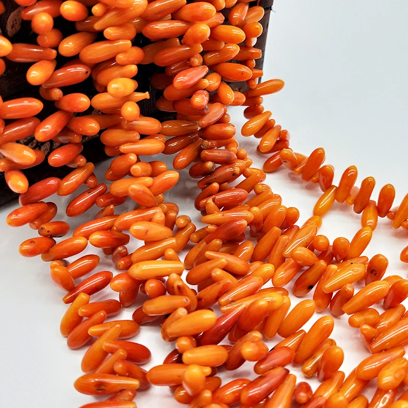 Shuangsheng 4*12mm Drop Orange Coral Beads Scattered beads For DIY Jewelry Necklace&ampbracelet Making 40cm | Украшения и