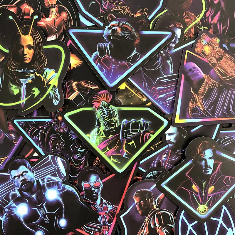 48 шт./компл. фосфоресцирующие наклейки Marvel граффити наклейки для скейтборда мотоцикл Чемодан ноутбук Тетрадь игрушка классная домашнего декора