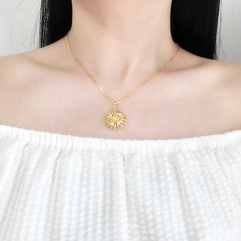 Новое поступление женское ожерелье с подвеской в виде подсолнуха AU750 розовое