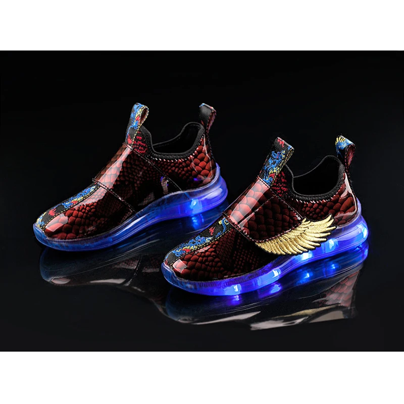 Size 26-37 New Summer Led Fiber Optic Shoes for girls boys USB Recharge glowing Sneakers Man light up shoes High Quality