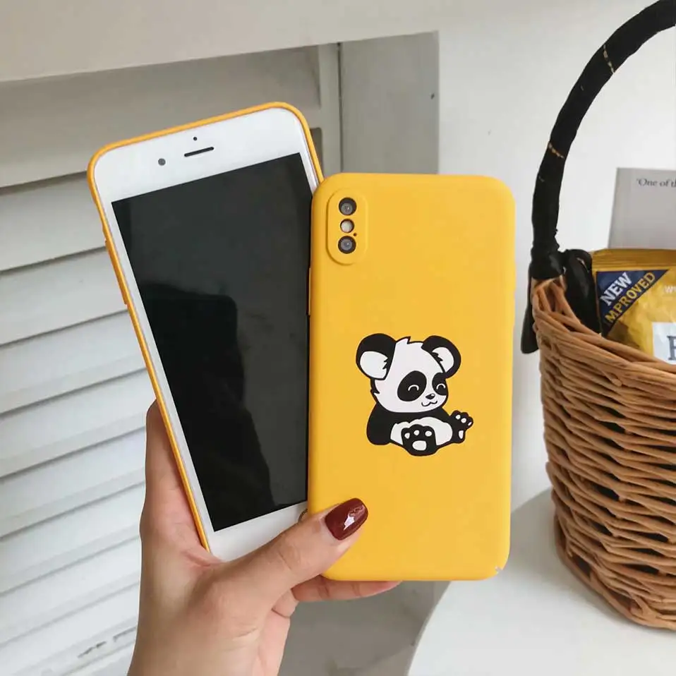 Животный узор для iPhone 6 S 7 8 Plus X PC Phone Чехол Panda Корпус coque |