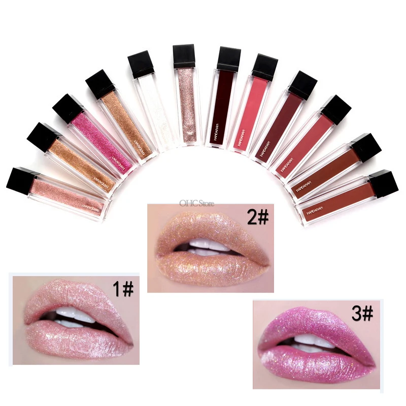 Набор жидких матовых помад блестящие матовые помады золотого и розового цвета