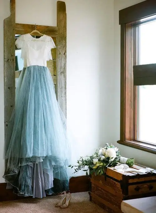 Vestido de noiva светло голубое сказочное пляжное Бохо кружевное свадебное платье 2019