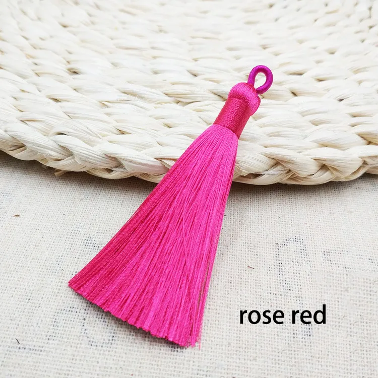 rose red 12 шт./лот 8 см кисточкой с висит кольцо шелковой бахромой Прошитые челка с отделкой кисточками декоративного ключа кисточки для штор дома украшения - Цвет: rose red