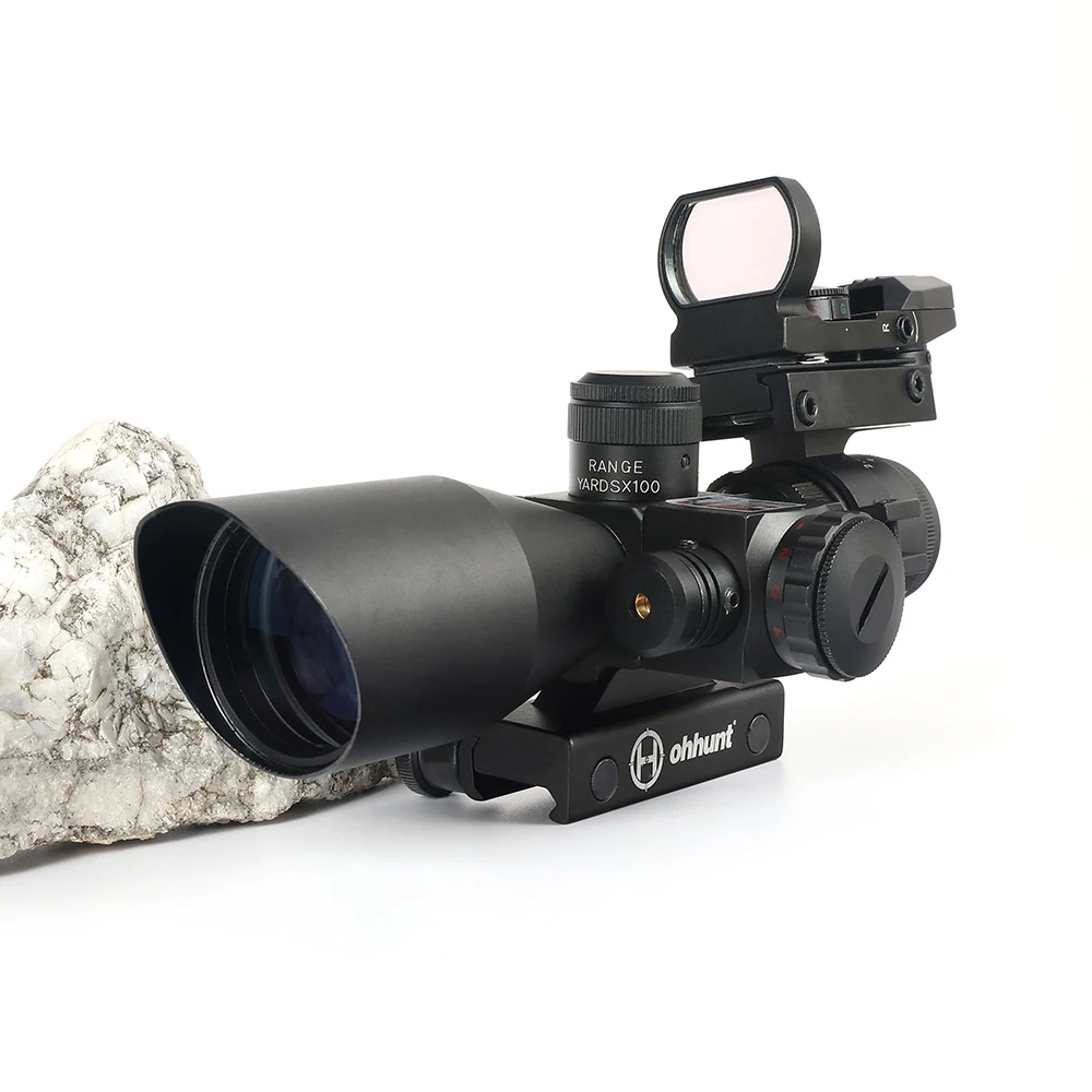 Ohhunt охотничий прицел 2,5-10X40E тактический Оптический комбинированный прицел с красным лазером и красной точкой прицел 20 мм рельс