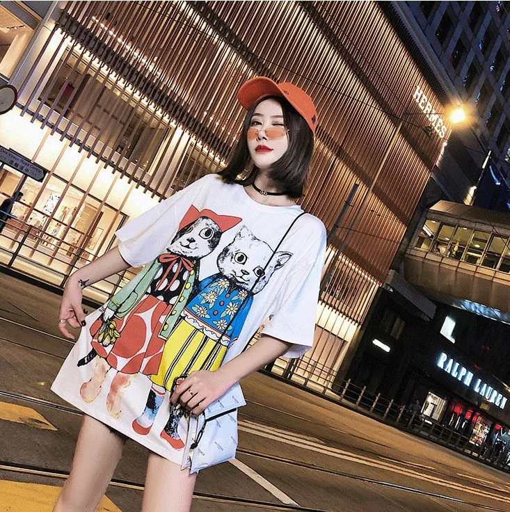 Женские летние футболки Женская Футболка Harajuku Ulzzang Tumblr Kawaii Femme повседневные топы