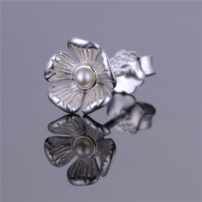 Сегодняшняя недорогие 925 Стерлинговое Серебро бижутерия цветок серьги гвоздики