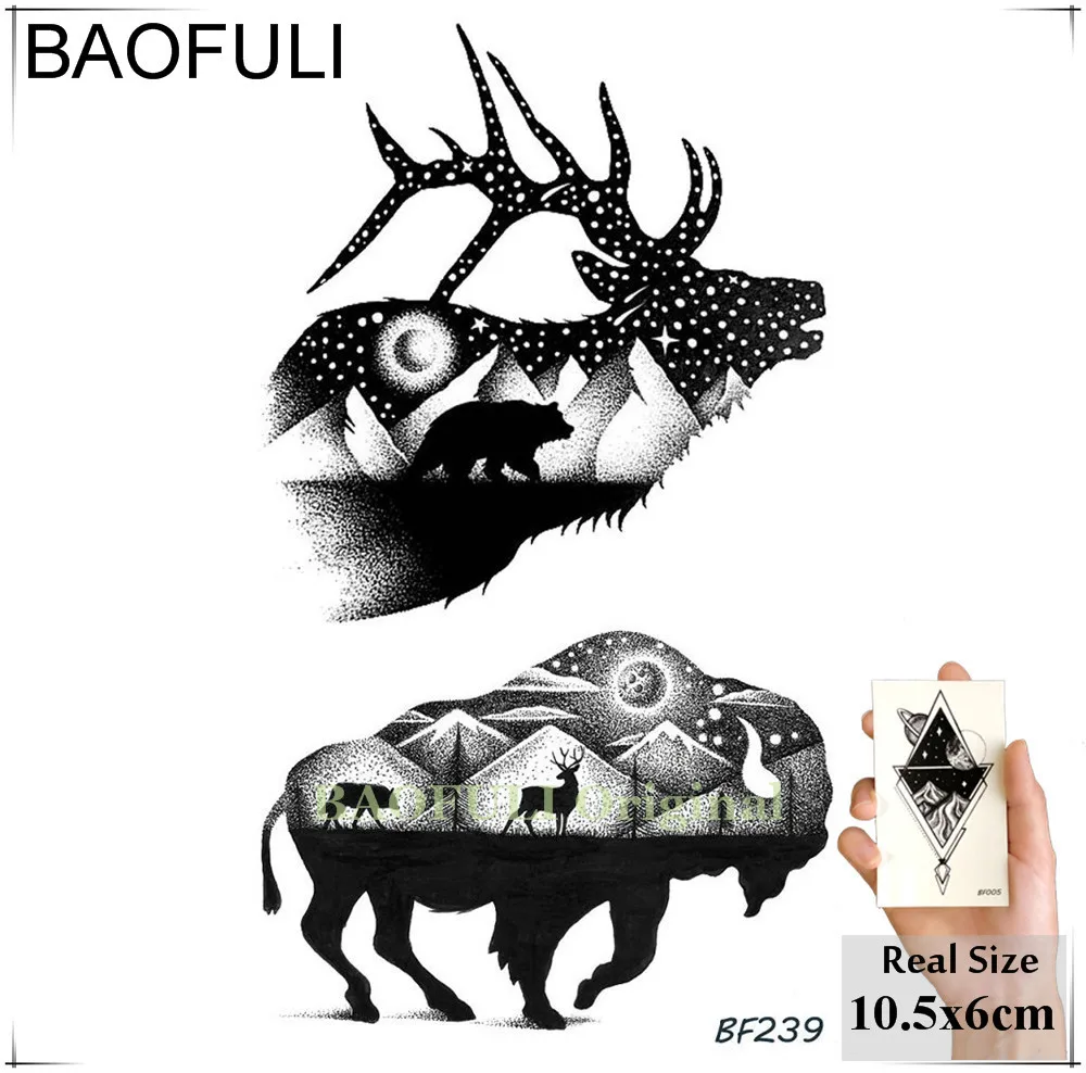 Баофули 25 Дизайн Детские наклейки для тела с временными татуировками геометрических космоса планеты треугольник черные наручные наклейки.