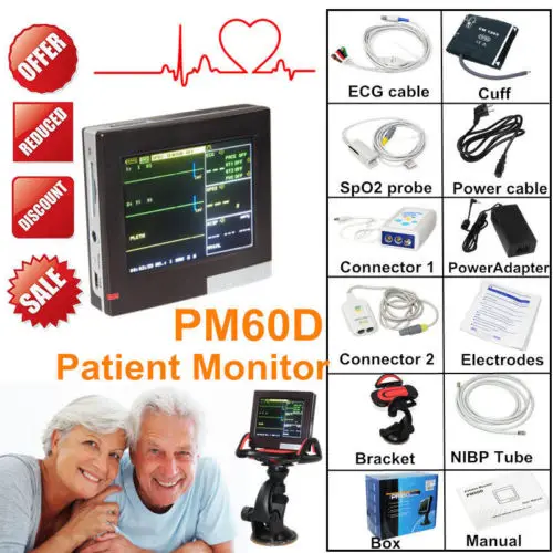Сенсорный экран ручной ICU CCU монитор пациента жизненные знаки ЭКГ NIBP SPO2 PR PM60D CONTEC