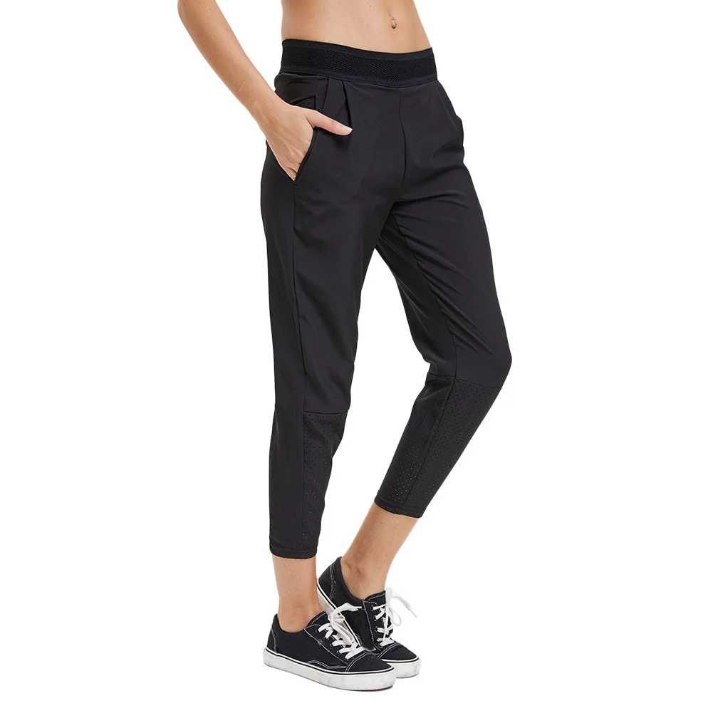 Хит женские спортивные штаны Свободные повседневные Черные для йоги с карманами