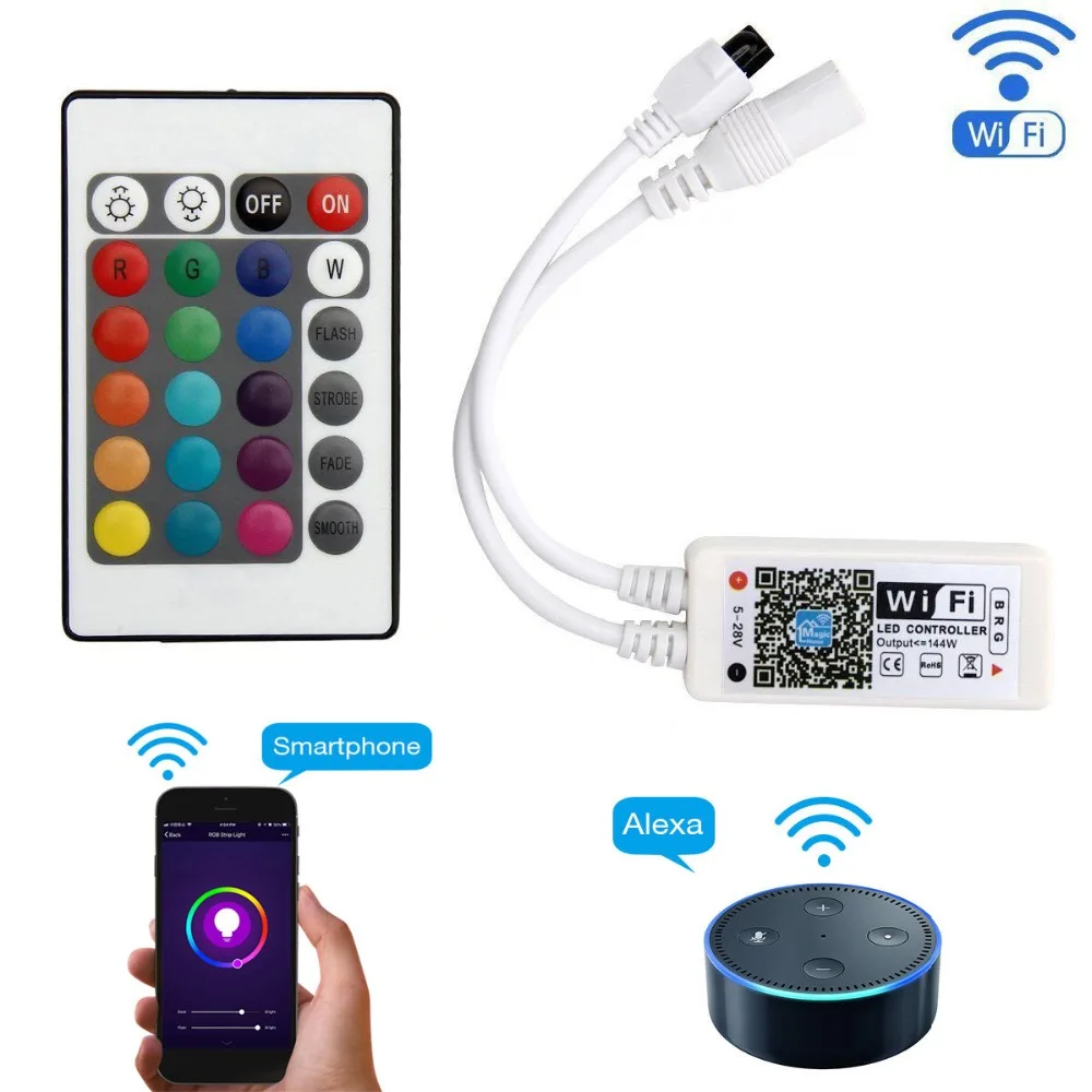 SuperNight Smart Wi Fi контроллер для 3528 5050 RGB светодиодные ленты DC5-28V Alexa IOS приложение Android