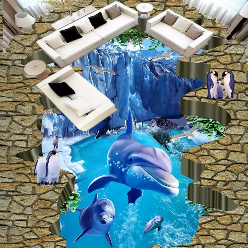 Бесплатная доставка HD 3D морской мир фото обои для пола стены на заказ ванная