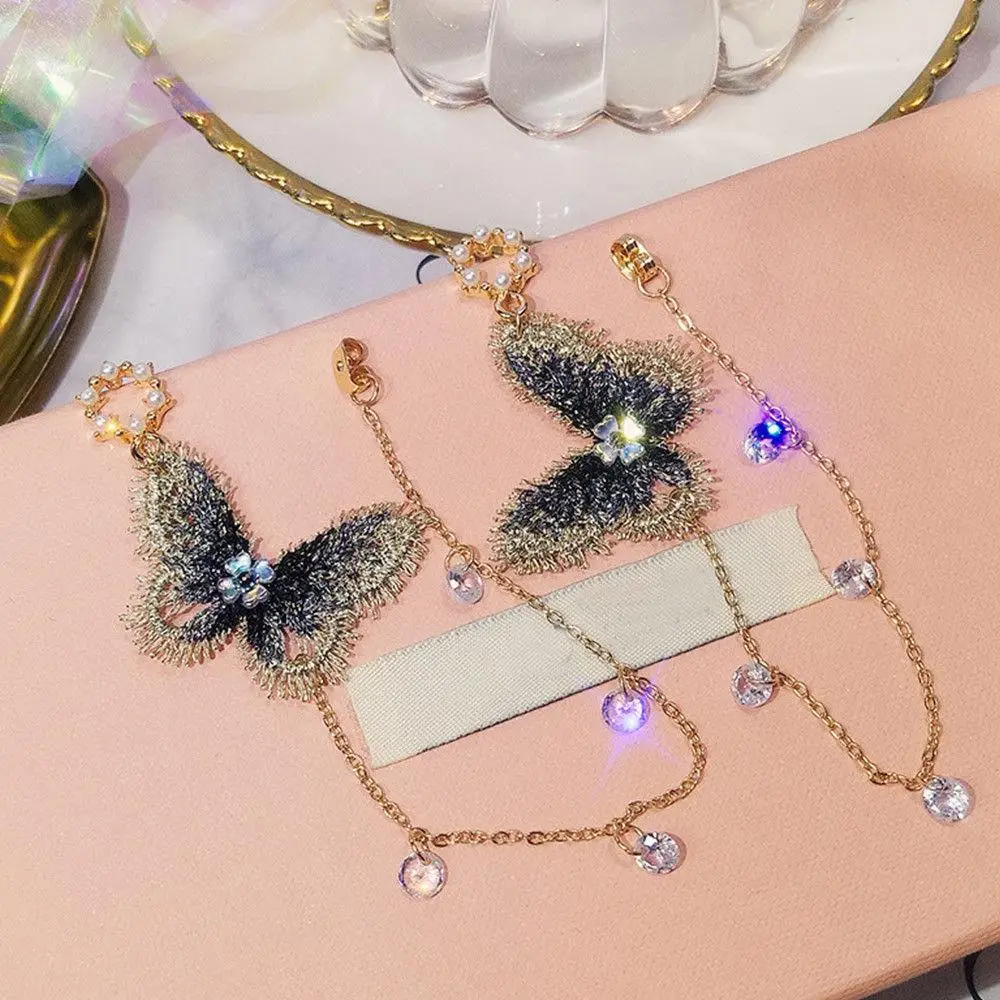 Модная обувь с вышивкой из страз серьги в виде бабочек Для женщин кольцо для