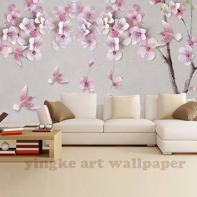 Обои 3D на заказ в китайском стиле стерео обои с цветами персика домашний декор
