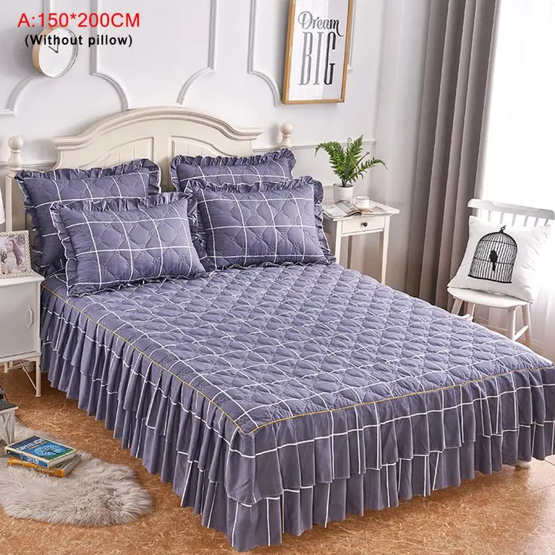 A 150X200CM Синяя хлопковая одно-, двуспальная юбка с цветочным принтом, покрывало для матраса, Нижняя юбка для близнецов - Цвет: A 150X200CM