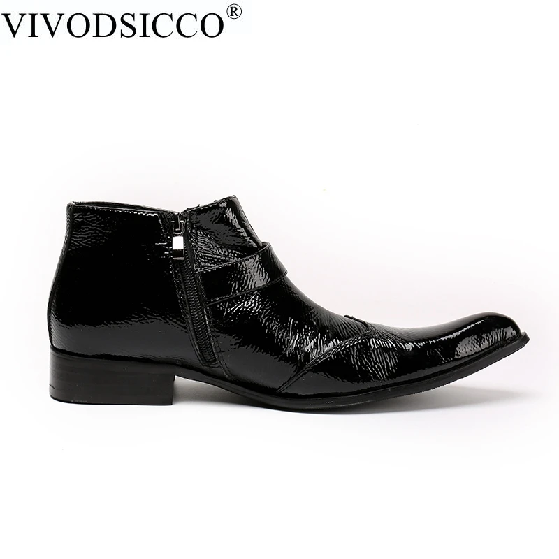 VIVODSICCO/Роскошные модные официальные Мужские модельные ботинки; Мужские модельные туфли из натуральной кожи; ботильоны с пряжкой и ремешком; вечерние ботинки в байкерском стиле