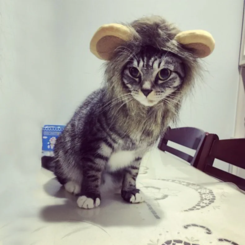 Милый головной убор кошки парик льва шапка Косплей товары для домашних животных