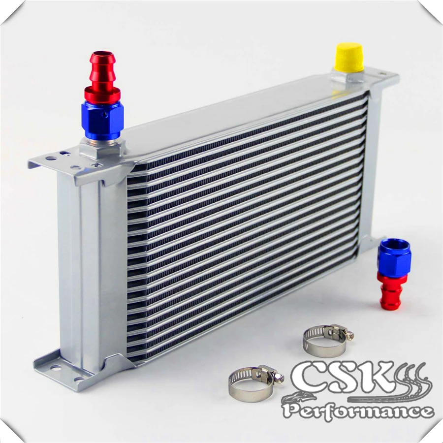 

19 Row 8AN Universal Engine Oil Cooler 3/4"UNF16 + 2pcs AN8 Straight Fittings