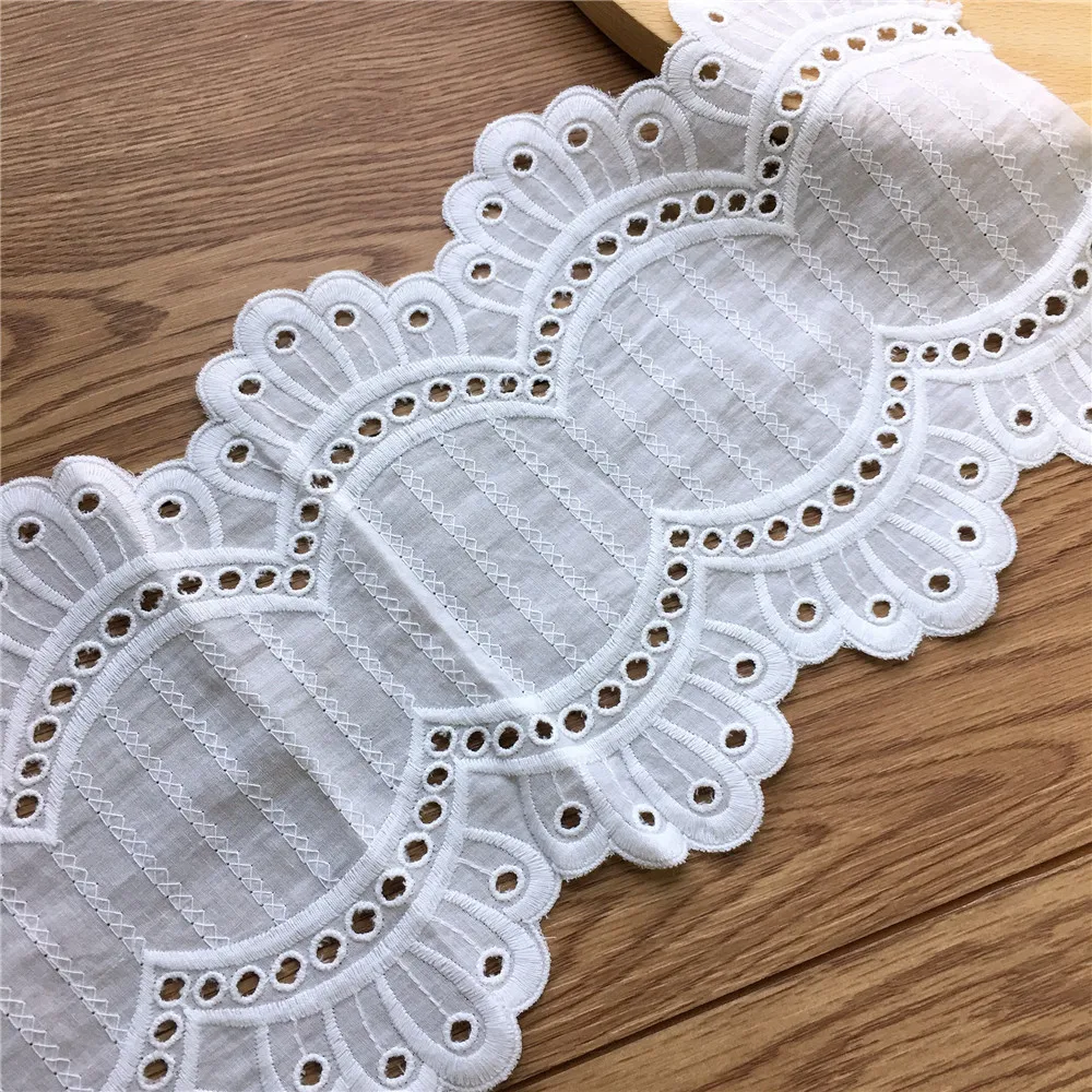 3 Yards Ivory White 100% Cotton Embroidery Lace Trim Scalloped DIY Handmade Clothes Accessories | Дом и сад