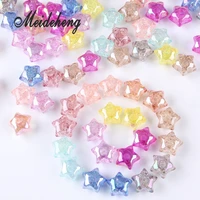 16mm acrylic rainbow crackle transparent beads five pointed star for jewelry making ear nail accessory 10pcbag high quality