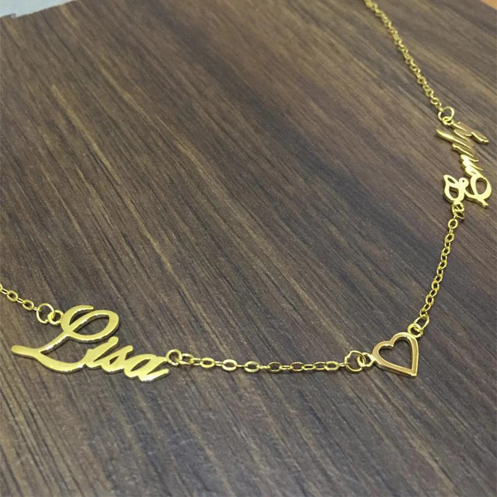 FYW персонализированные любовь кулон имя ожерелье с формой сердца Индивидуальные