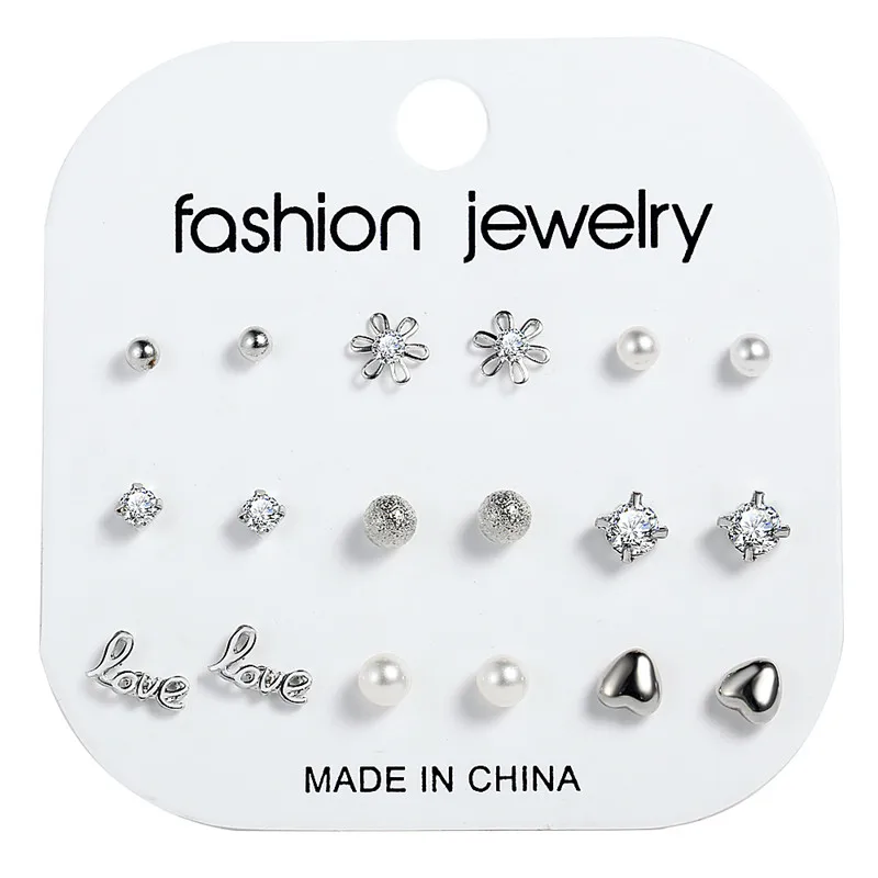EJCS942 17 км Мода Кристалл бесконечный Стад Комплект сережек для женщин Bijoux Искусственный Жемчужный шар вечерние серьги double eleven - Окраска металла: EJCS942