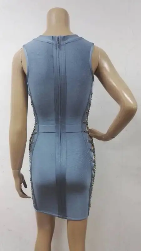 Vestidos dress Серый босоножки V образным Вырезом Выдалбливают Рукавов 2017 Новые Женщины