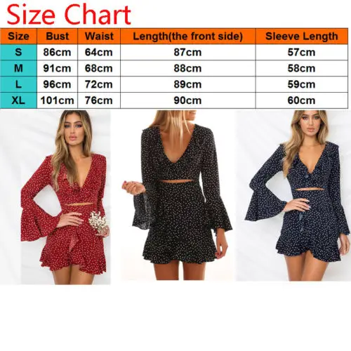 Женское платье в горошек с длинным рукавом повседневное мини оборками и v