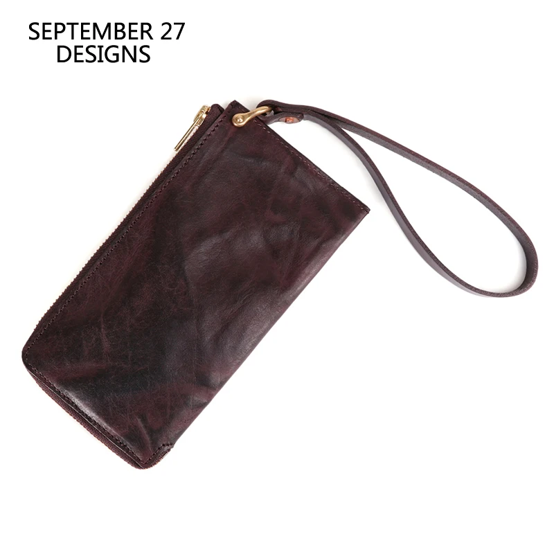 Длинный мужской кошелек из натуральной кожи Роскошный Ретро клатч кошельки для