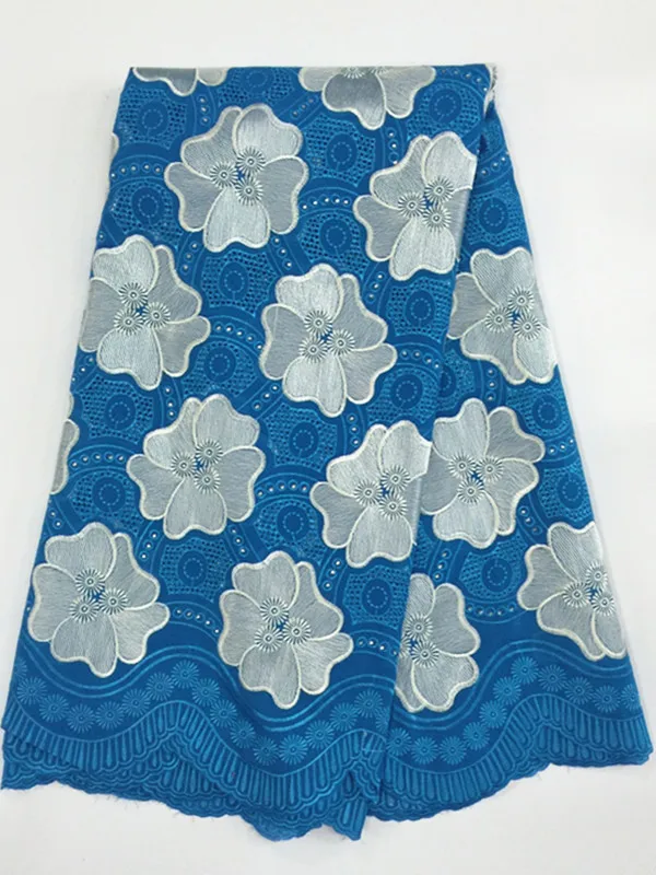 5 ярдов/партия белая африканская сетчатая кружевная ткань с цветочной вышивкой