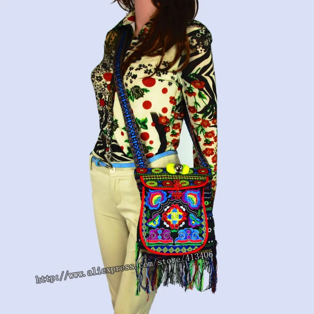 Винтажная Этническая тайская индийская Бохо сумка на плечо Hmong женская льняная