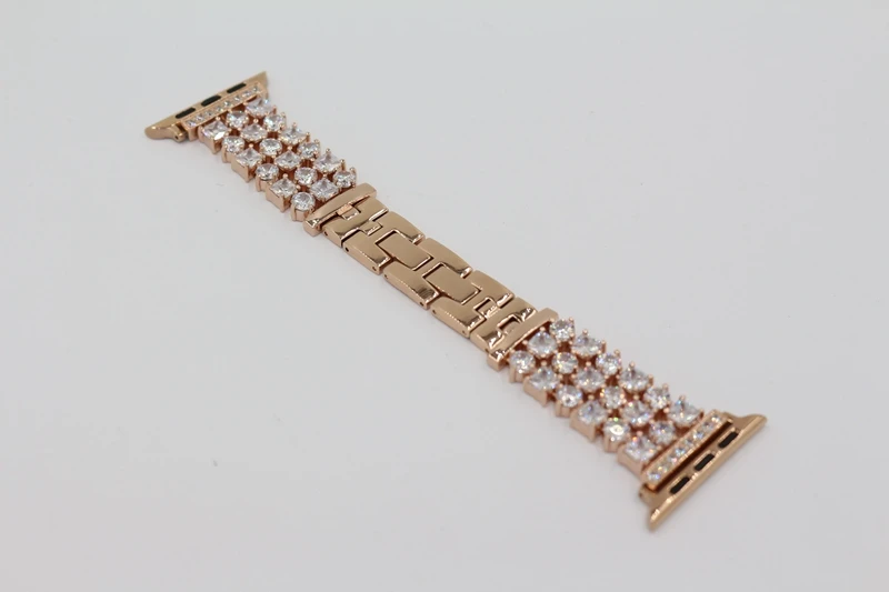 Rose Gold URVOI браслет из звеньев для apple watch 5 4 3 2 1 ремешок из нержавеющей стали для iWatch роскошный блестящий со стразами - Цвет ремешка: Rose Gold