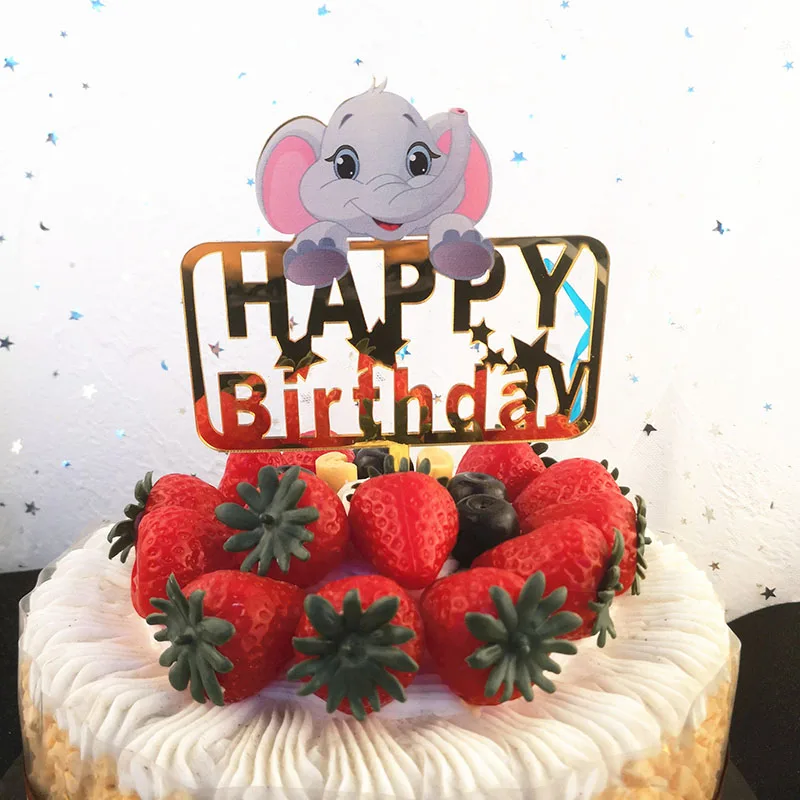 1 шт. Единорог акриловый торт Топпер Блестящий Золотой один день рождения кекс