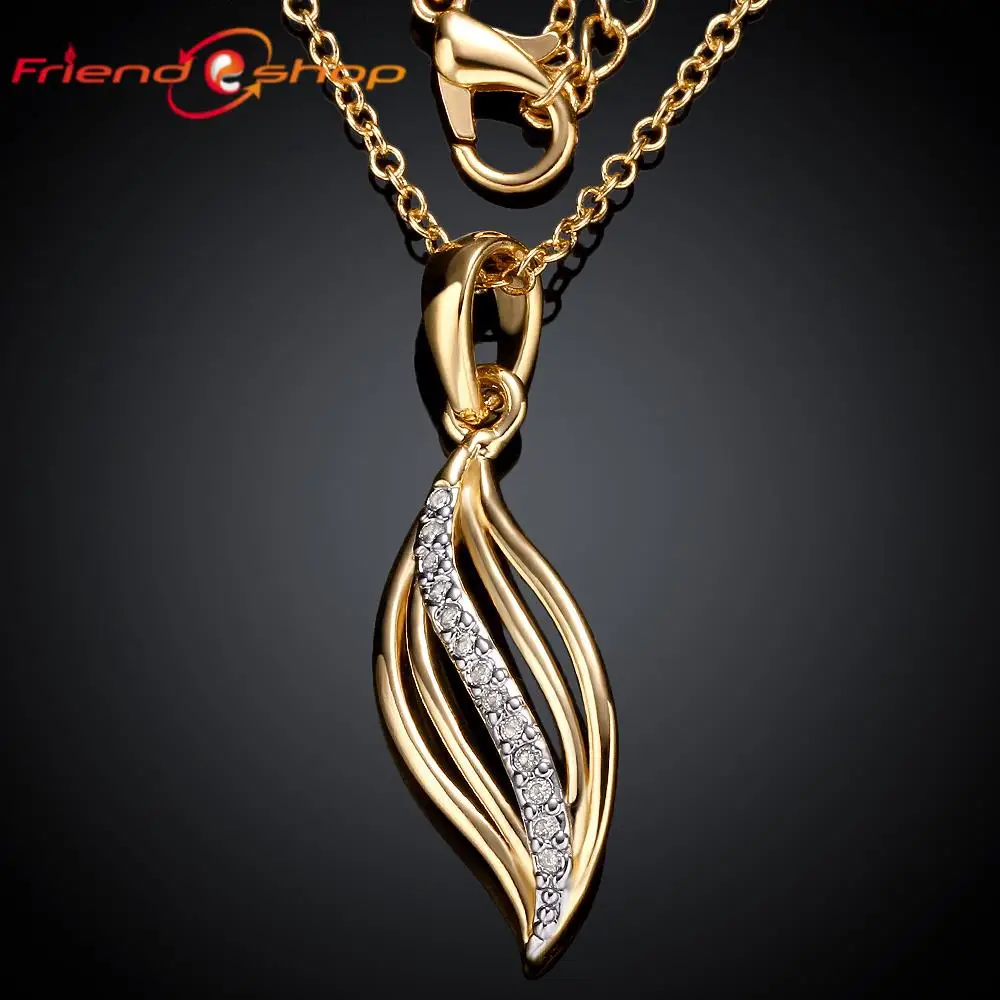 KN005 (2 цветов) 24 К Желтое Золото/Розовое Золото Ожерелье Капли Воды В Форме Зубец