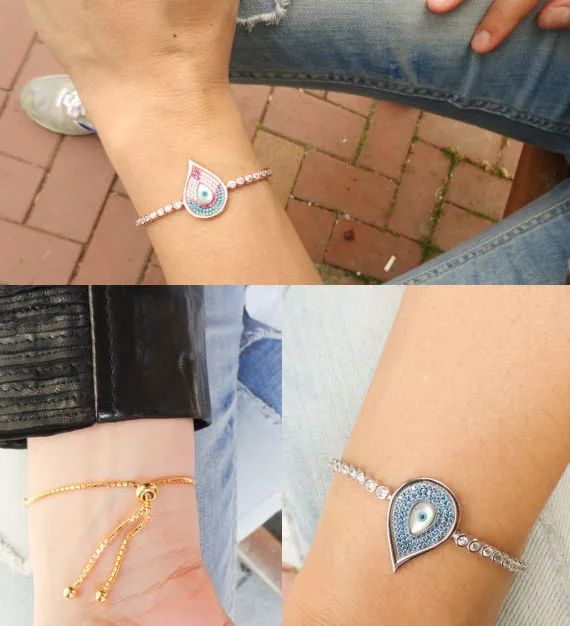 Женские браслеты-шармы розового цвета из медного золота родия тенниса