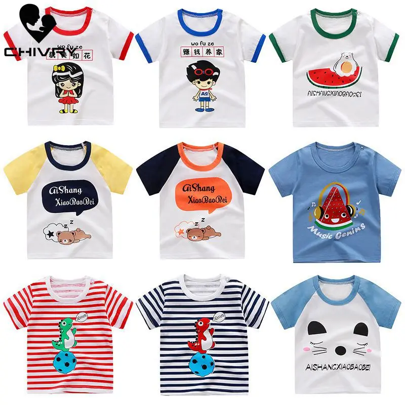 Летняя детская футболка для маленьких мальчиков милые футболки с коротким