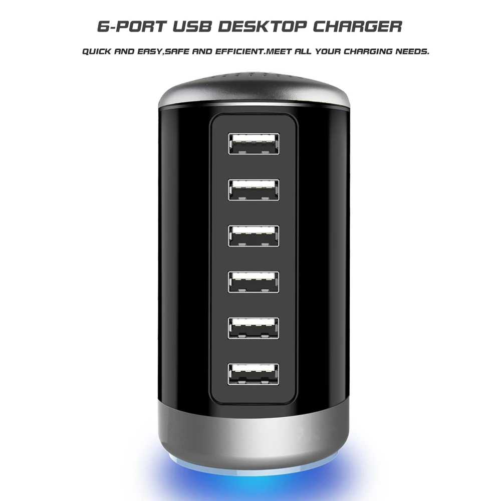 Costyleen зарядное устройство в виде башни 6-Порты и разъёмы Desktop зарядка через usb