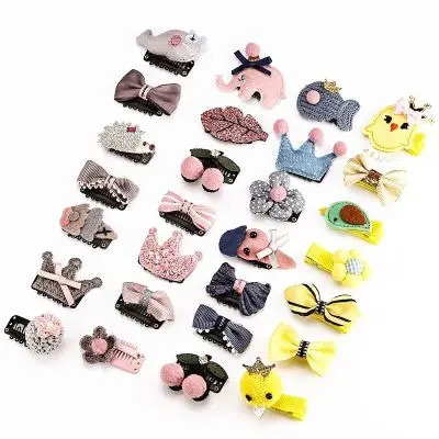 Girls Hairpins Boutique Gift Box Set Kids Bowknot Crown Pompom Hair Clips Elastic Hairband Accessories | Детская одежда и обувь