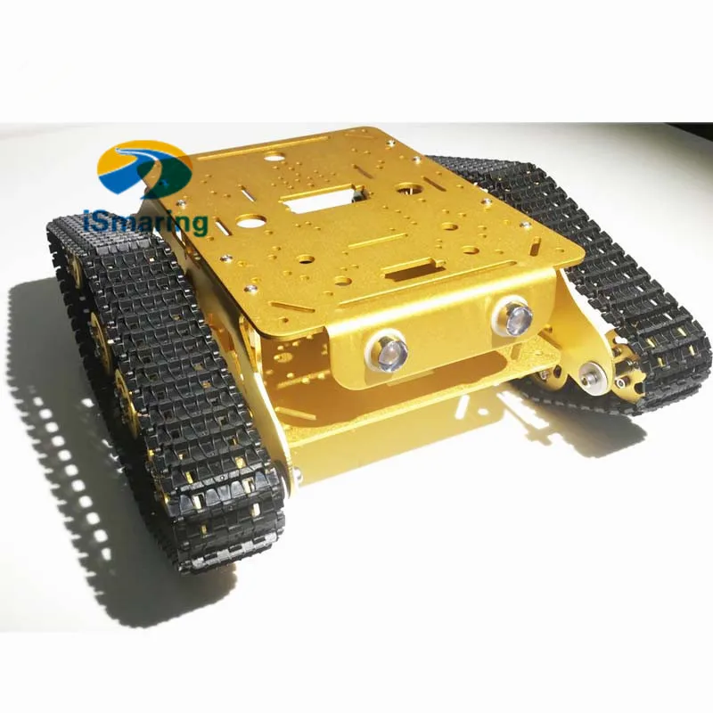 

Official iSmaring gloden yellow Caeser TS600 4WD Damping Tracked Metal Tank Car Chassis Smart Robot Toy Diy Tracked Crawler