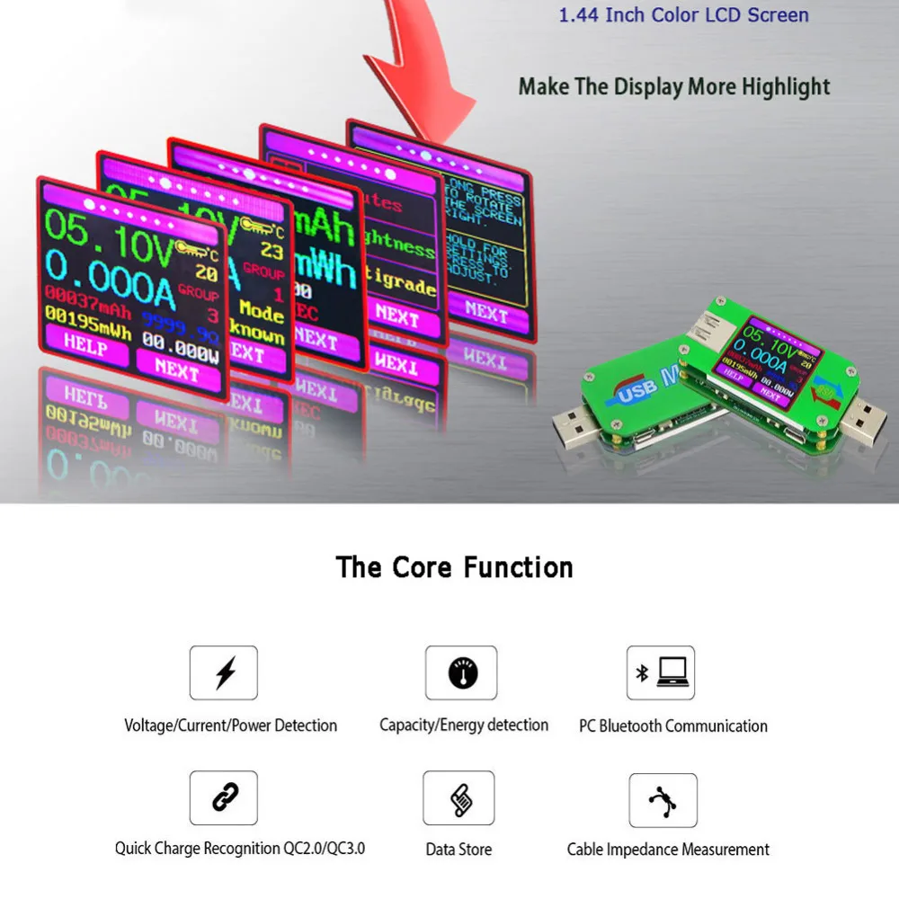 UM24 UM24C для приложения USB 2,0 ЖК-дисплей Вольтметр Амперметр батарея зарядное напряжение измеритель тока мультиметр кабель измерительный тестер