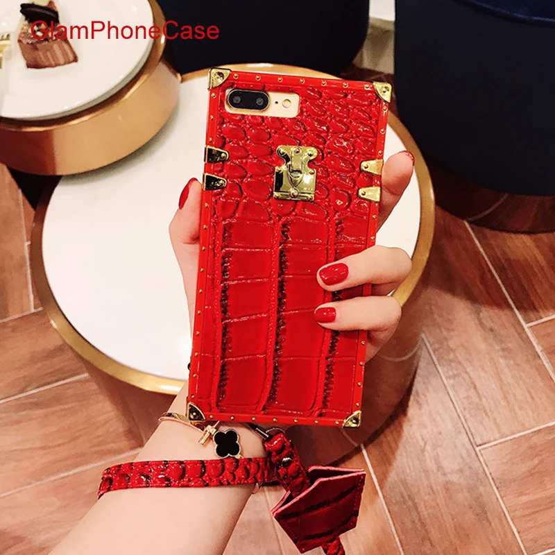 Модный чехол GlamPhoneCase с узором крокодиловая кожа для iphone X 7 7plus 6 6S 8 plus + мягкая