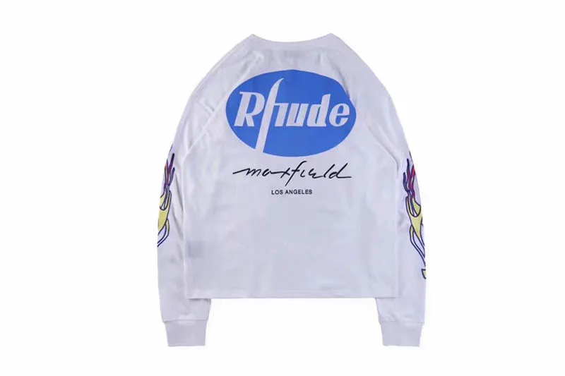 Хип-хоп RHUDE x Maxfield ля оверсайз Толстовка Для мужчин Для женщин 1:1 высокое качество RHUDE x Maxfield Толстовка LA RHUDE черный, белый цвет с капюшоном