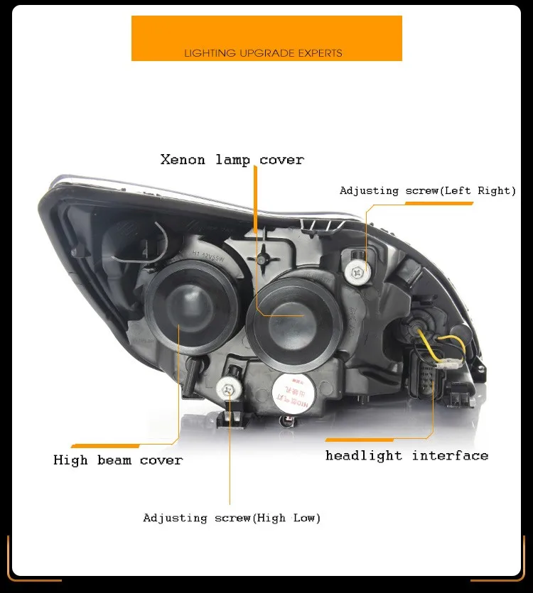 Автомобильный Стильный чехол на головную лампу для Ford Focus 2009, светодиодный налобный фонарь, DRL Объектив, двойной луч, биксенон, автомобильные аксессуары